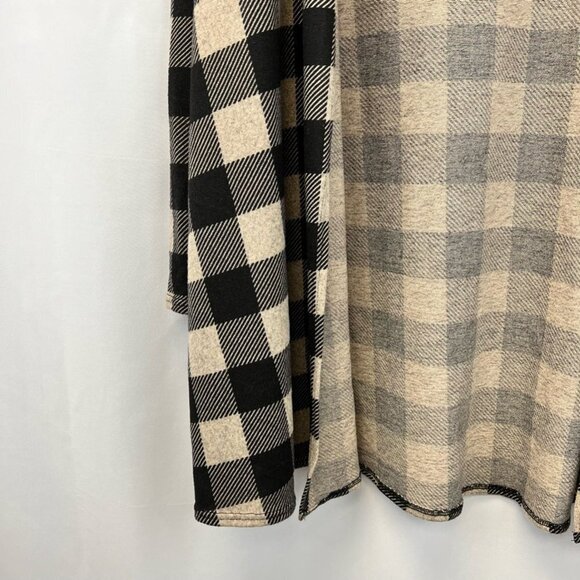 Bombom Womens Cardigan Sweater Black Buffalo Plaid Long Sleeve Open Front Small - Picture 8 of 11